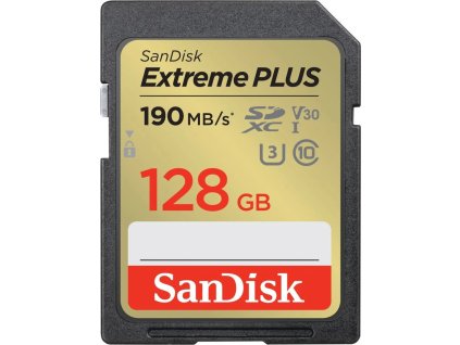 sandisk extreme plus sdxc 128gb 190mb s uhs i u3 class 10 ien444234