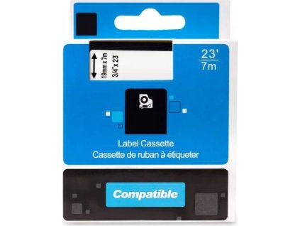 PRINTLINE kompatibilní páska s DYMO,45811, S0720910, 19mm,7m, bílý tisk/černý podklad, D1
