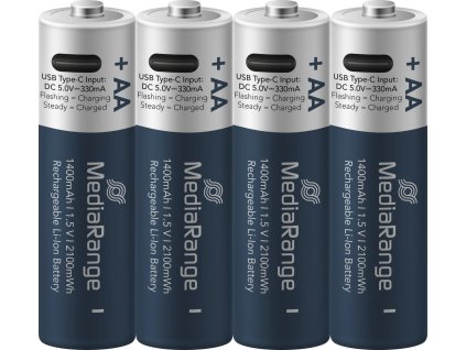 mediarange nabijeci usb c li ion baterie mignon aa 1 5v 1400 mah 4ks ien542505
