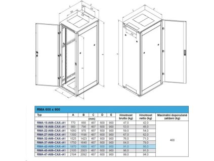 triton 19 rozvadec rma 42u 600x900 sedy ien367417