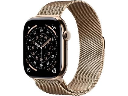apple watch series 11 gps cellular 42mm titanium case gold milanese loop ien563016