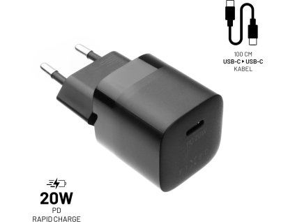 set sitove nabijecky fixed mini s usb c vystupem a usb c usb c kabelu podpora pd 1 metr 20w cerny ien447016