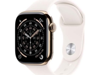 apple watch series 11 gps cellular 42mm gold titanium case with light blush sport band m l ien563015