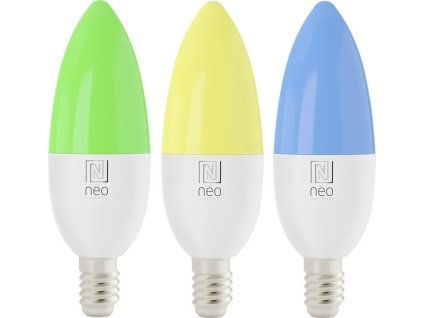 immax neo smart sada 3x zarovka led e14 6w rgb cct barevna a bila stmivatelna wi fi tuya ien512063