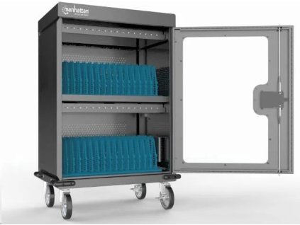 manhattan nabijeci vozik 32 portu usb c 576 w prepetova ochrana ticha ventilace kovove pouzdro cerna ien493841