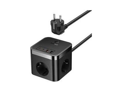 nabijeci stanice baseus powercombo cube 30w 3xzasuvka 2xusb 2xusb c cerna ig550093