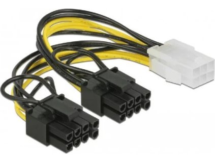 delock pci express napajeci kabel 6 pin samice 2 x 8 pin samec 15cm ien304153