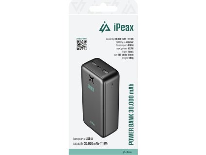 ipeax power banka 30000 mah 10 5w 2x usb a cerna ien566753