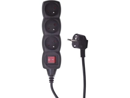 emos prodluzovaci kabel s vypinacem 3 zasuvky 3m cerny ien295940