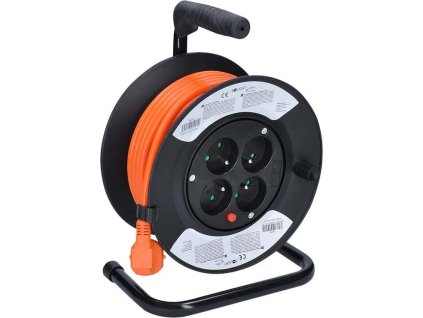 solight prodluzovaci privod na bubnu 4 zasuvky 15m oranzovy kabel 3x 1 5mm2 ien473375