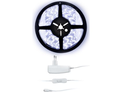 solight led svetelny pas s testrem 5m sada s 12v adapterem 4 8w m ip20 studena bila ien473001