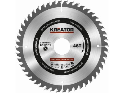 kreator krt020411 pilovy kotouc na drevo 165mm 48t ien494942