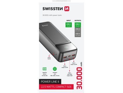 swissten power bank 30000 mah power line ii cerna ien555325