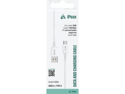 ipeax tpu kabel usb a usb c 1 5m usb 2 0 bily ien566760