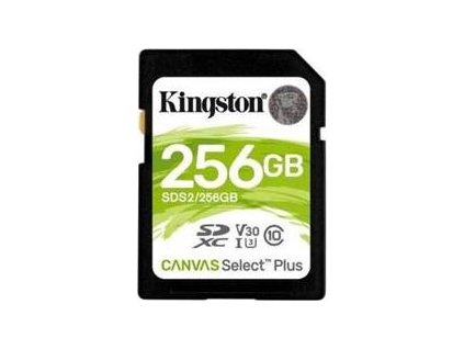 KINGSTON SDXC 256GB Canvas Select Plus A1 C10 Card (čtení 100 MB/s, zápis 85MB/s)