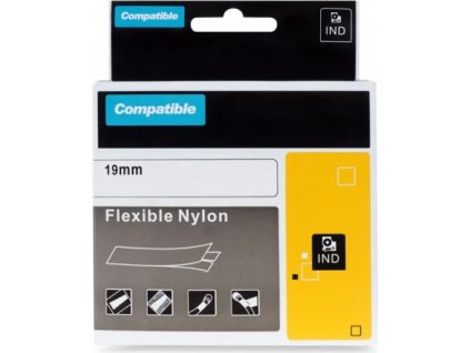 printline kompatibilni paska s dymo 18491 19mm 3 5m cerny tisk zluty p rhino nyl flexi ien339147