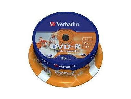 Verbatim DVD-R 4,7GB  16x Printable spindl 25 ks