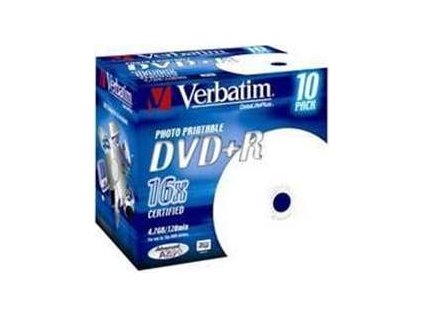 Verbatim DVD+R 4,7GB 16x Printable Jewel DLP (10-pack)