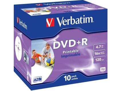 verbatim dvd r printable 16x 4 7gb 10 ks jewel ien59447