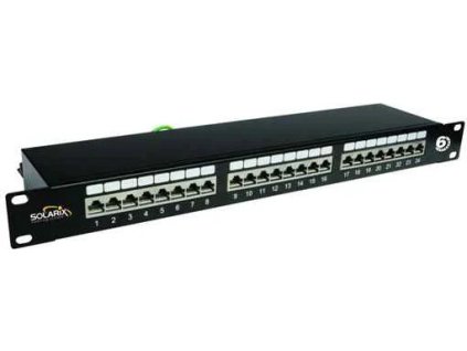 solarix patch panel cat6 24 x rj45 stp cerny 1u ien124874