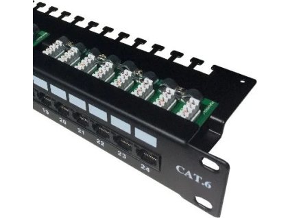 datacom patch panel 19 utp 24 port cat6 lsa 1u bk 3x8p horni ien358863
