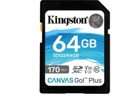 KINGSTON SDXC 64GB Canvas Go! Plus UHS-I U3 V30 rychlost až 170MB/s