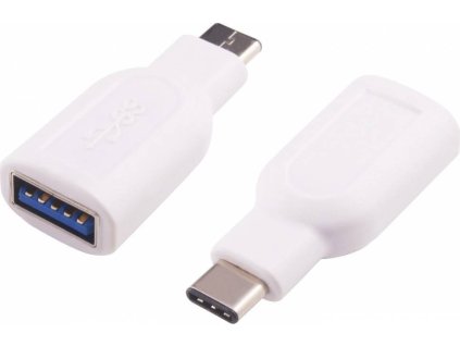 Adaptér USB-C/male - USB3.0 A/female, OTG, bílá