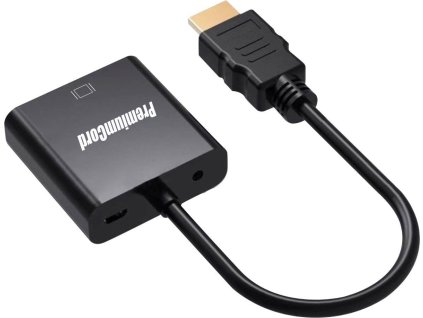 Převodník HDMI na VGA se zvukem 3,5mm stereo jack - černý