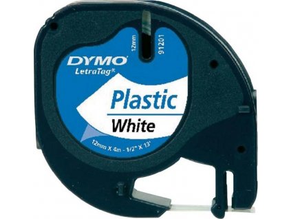 Páska do štítkovače Dymo LetraTAG, 91221, S0721660, bílá/černá, 12 mm