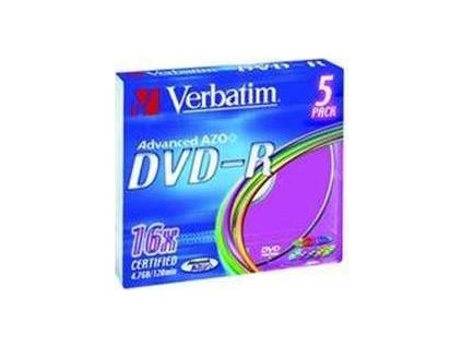 Verbatim DVD-R 4,7GB 16x Slim Colour (5-pack)