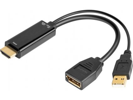 Adaptér HDMI to DisplayPort Male/Female s napájením z USB