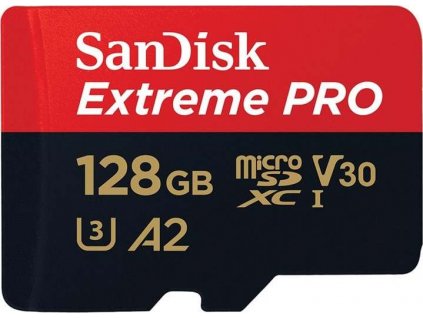 SanDisk Extreme PRO microSDXC 128GB 200MB/s A2 Class 10 V30 UHS-I U3, adapter
