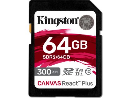 kingston sdxc 64gb canvas react plus uhs ii v90 cteni zapis 300 260mb s ien439738