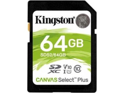 KINGSTON SDXC 64GB Canvas Select Plus A1 C10 Card (rychlost až 100 MB/s)