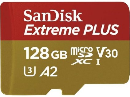 SanDisk Extreme PLUS microSDXC 128GB 200MB/s UHS-I U3 Class 10 + Adaptér