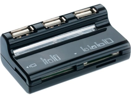 Connect IT USB COMBO hub 3 porty + čtečka karet BOOT černé