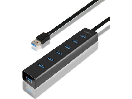 AXAGON HUE-SA7BP 7x USB3.0 Alu Charging hub, černý