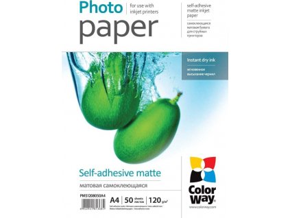 ColorWay fotopapír/ matte self-adhesive 120g/m2, A4/ 50 kusů