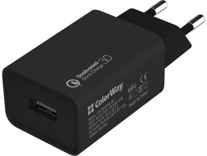 ColorWay AC nabíječka 1xUSB QC3.0 18W, černá