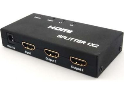 HDMI splitter 1-2 portů kovový s napájecím adaptérem, 3D, FULL HD