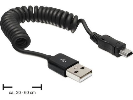 Delock kabel USB 2.0 A samec > USB mini samec, kroucený kabel