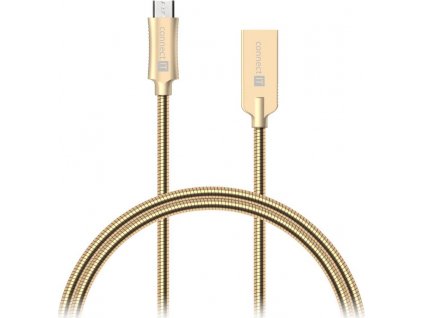 Connect IT Wirez Steel Knight microUSB - USB kabel, zlatý, 1 m