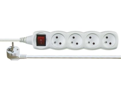 EMOS Prodlužovací kabel s vypínačem 4 zásuvky 5m, bílý