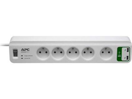 APC Essential SurgeArrest 5 outlets with 5V, 2.4A 2 port USB Charger 230V France - přepěťová ochrana 5 zásuvek 1,8m