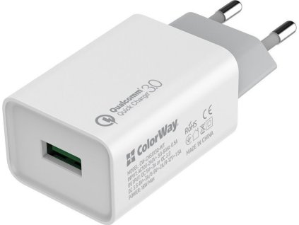 ColorWay AC nabíječka 1xUSB QC3.0 18W, bílá