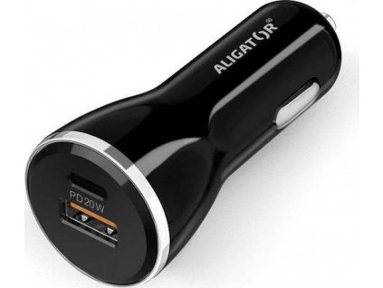 Chytrá nabíječka do auta ALIGATOR Power Delivery 20W, USB-C + USB-A