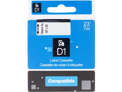 PRINTLINE kompatibilní páska s DYMO, 45013, S0720530,12mm, 7m, černý tisk/bílý podklad, D1