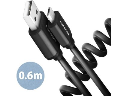 AXAGON BUMM-AM10TB, TWISTER kabel microUSB <-> USB-A, 0.6m