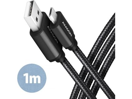 AXAGON BUMM-AM10AB, HQ kabel microUSB <-> USB-A, 1m