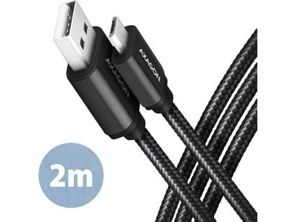 AXAGON BUMM-AM20AB, HQ kabel microUSB <-> USB-A, 2m